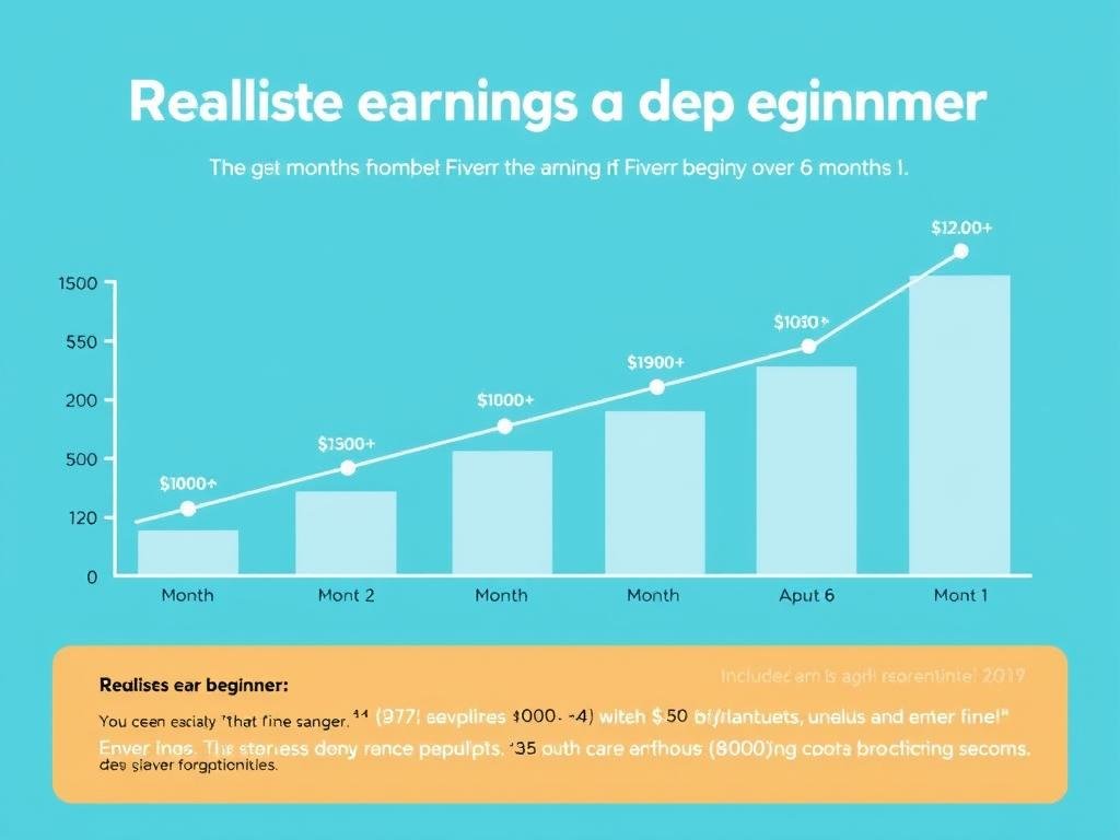 Chart showing realistic Fiverr earnings progression for beginners