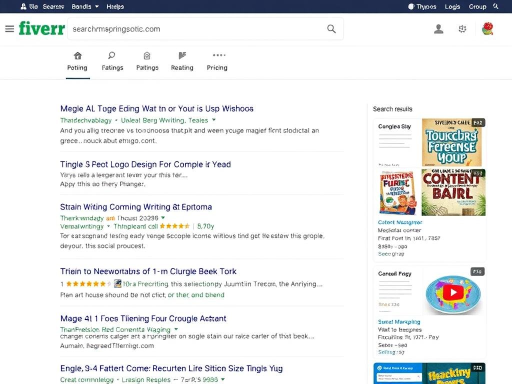 Fiverr search results showing top-ranking gigs