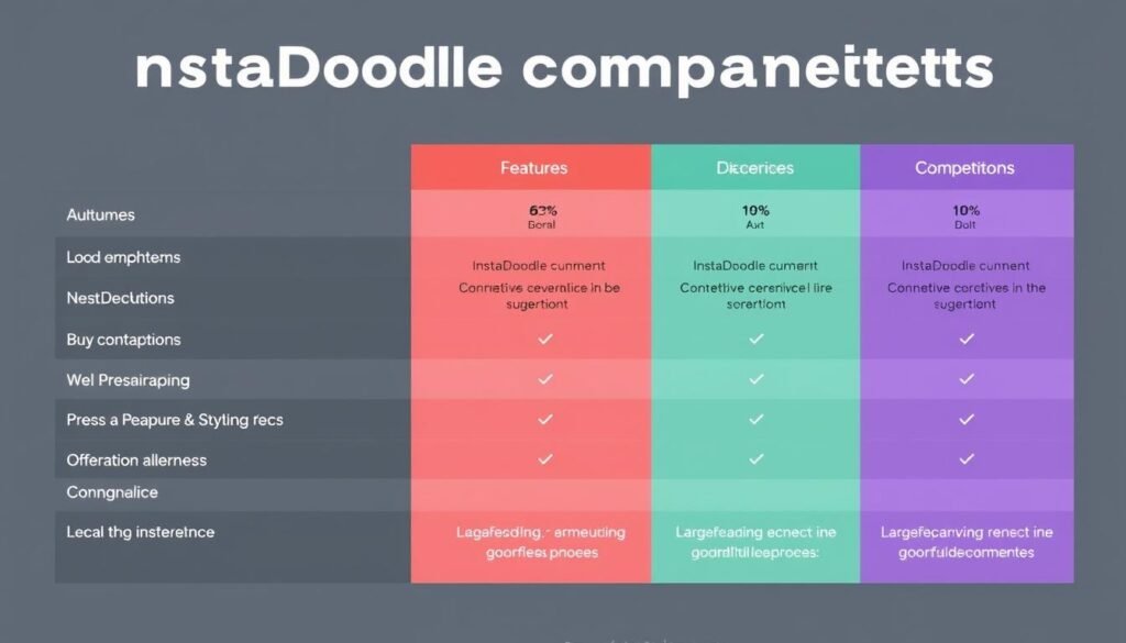 Generate an image of a comparison chart between InstaDoodle and its competitors