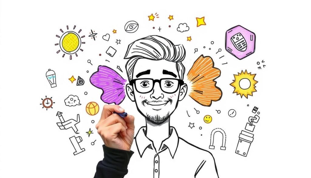 Generate an image of a person creating a whiteboard video using InstaDoodle