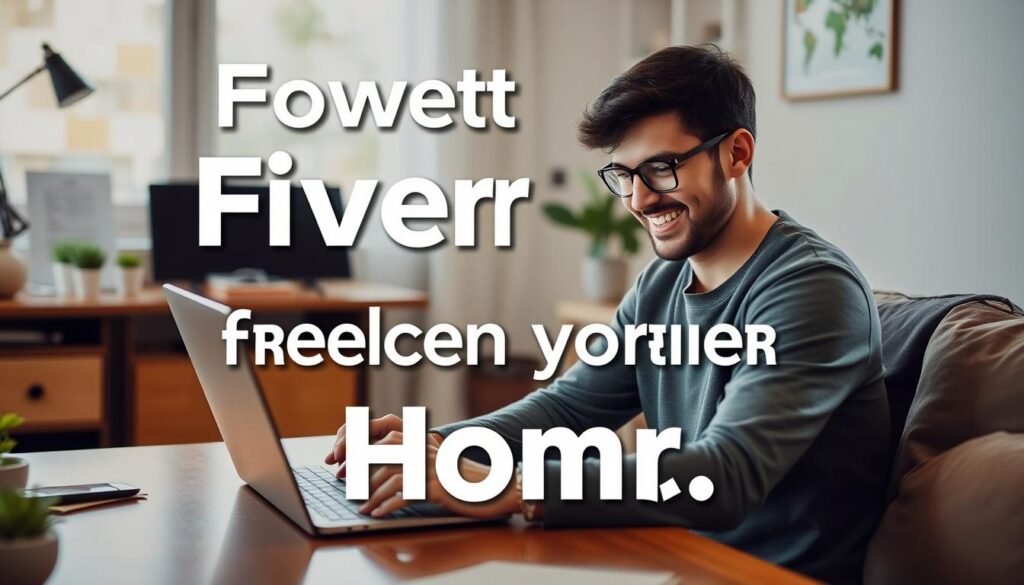 Person successfully making money with Fiverr from home office