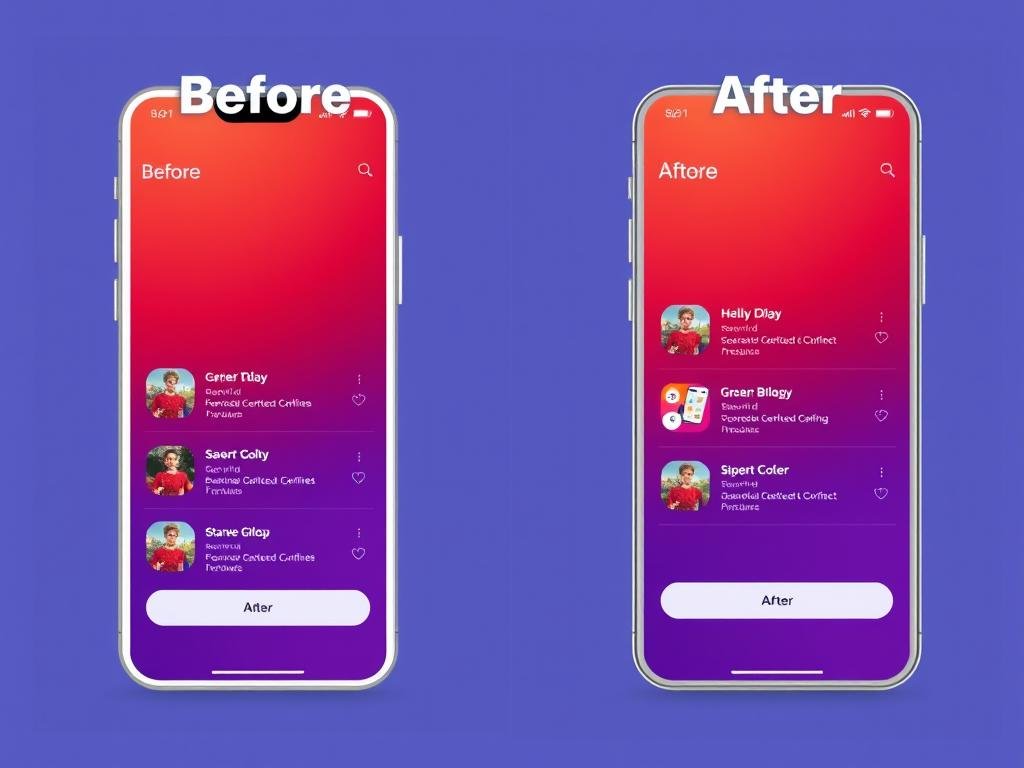 Before and after app interface showing improvements based on reviewer feedback for Write App Reviews review