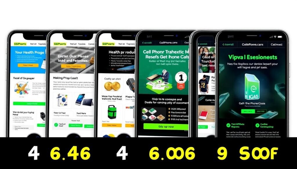 Collection of Cell Phone Cash Website templates showing different niches and designs Collection of Cell Phone Cash Website templates showing different niches and designs