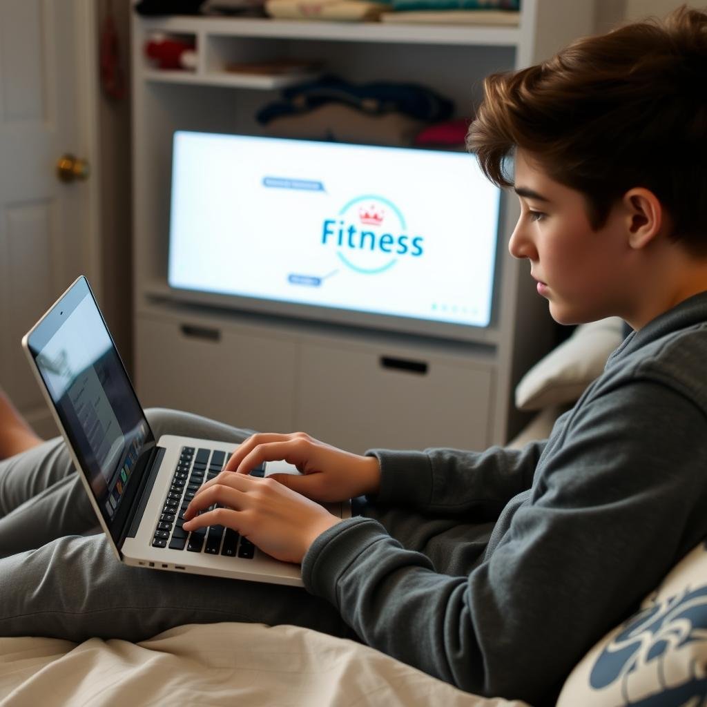 College student working on chat support for fitness brand College student working on chat support for fitness brand