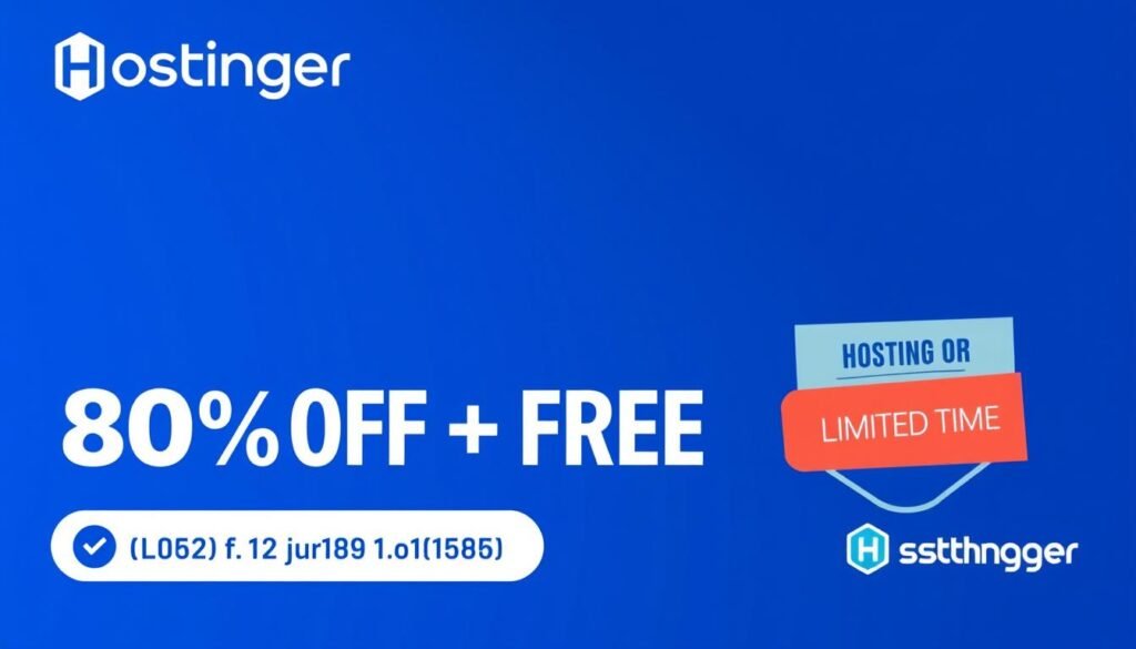 Hostinger special offer banner showing 80% discount and free domain Hostinger special offer banner showing 80% discount and free domain