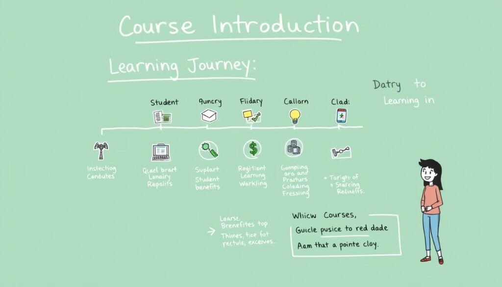 InstaDoodle review showing an educational course introduction template