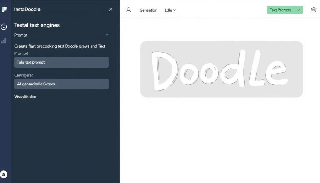 InstaDoodle review showing the DoodleAI engine generating a custom doodle from text input