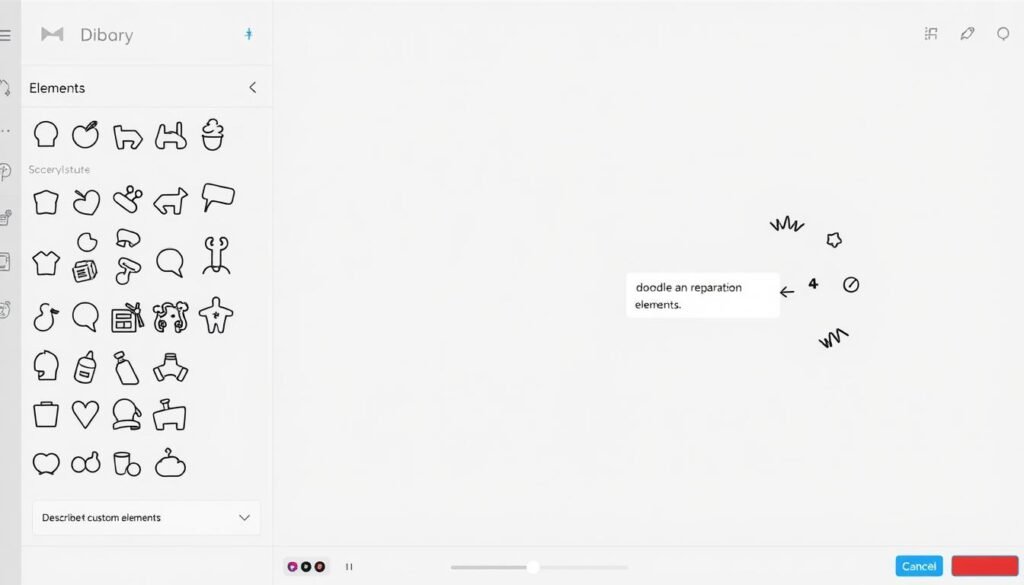 InstaDoodle review showing the scene editor with doodle elements being arranged