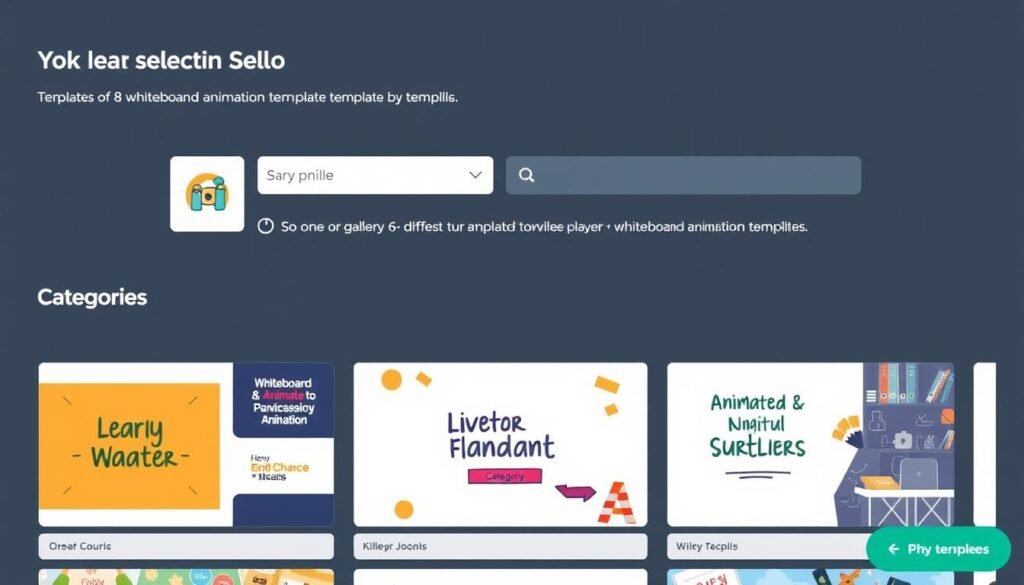 InstaDoodle review showing the template selection screen with various whiteboard animation templates