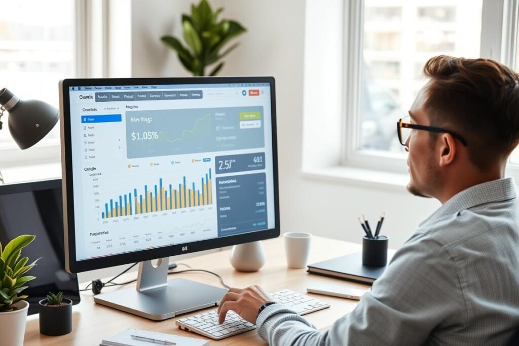Person reviewing social media analytics dashboard showing growth Person reviewing social media analytics dashboard showing growth