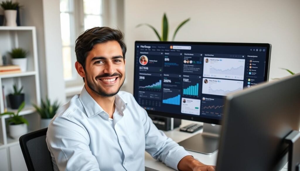 Person successfully working on multiple social media accounts Person successfully working on multiple social media accounts