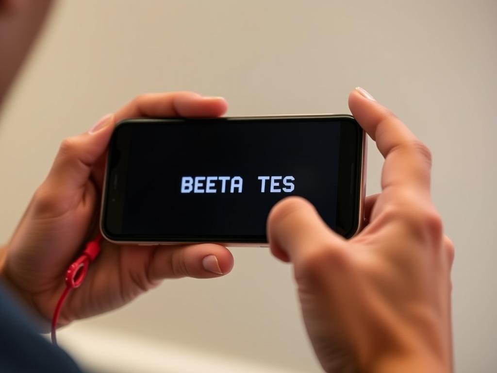 Person testing an unreleased app with beta test badge for Write App Reviews review