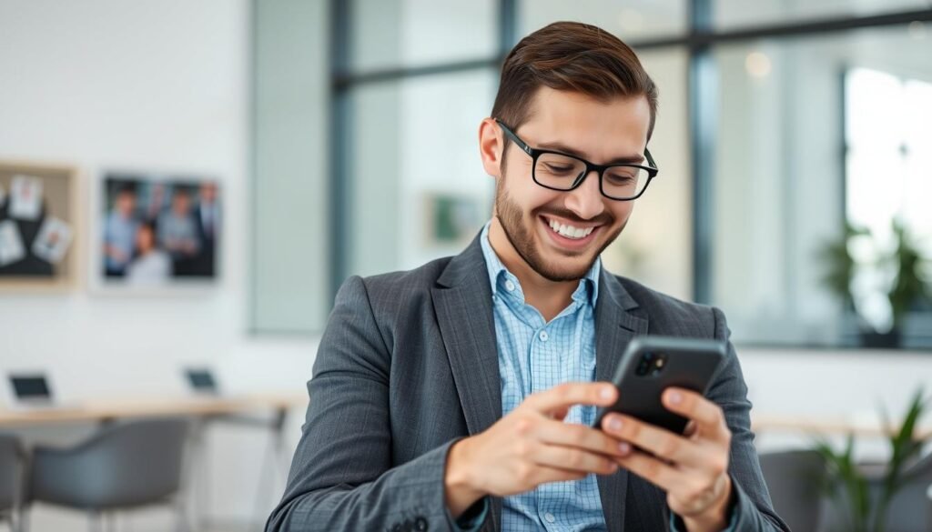 Person testing mobile apps on smartphone for Write App Reviews review