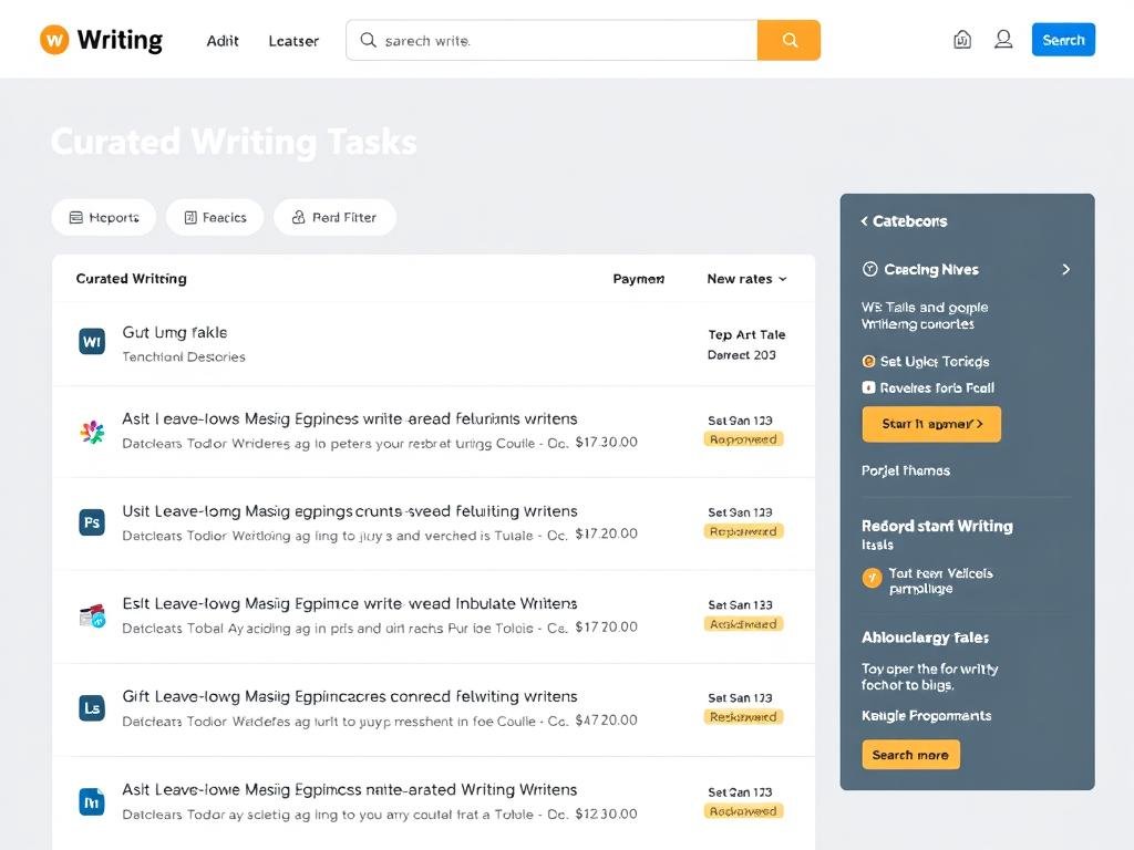 Screenshot of Paid Online Writing Jobs dashboard showing curated writing tasks