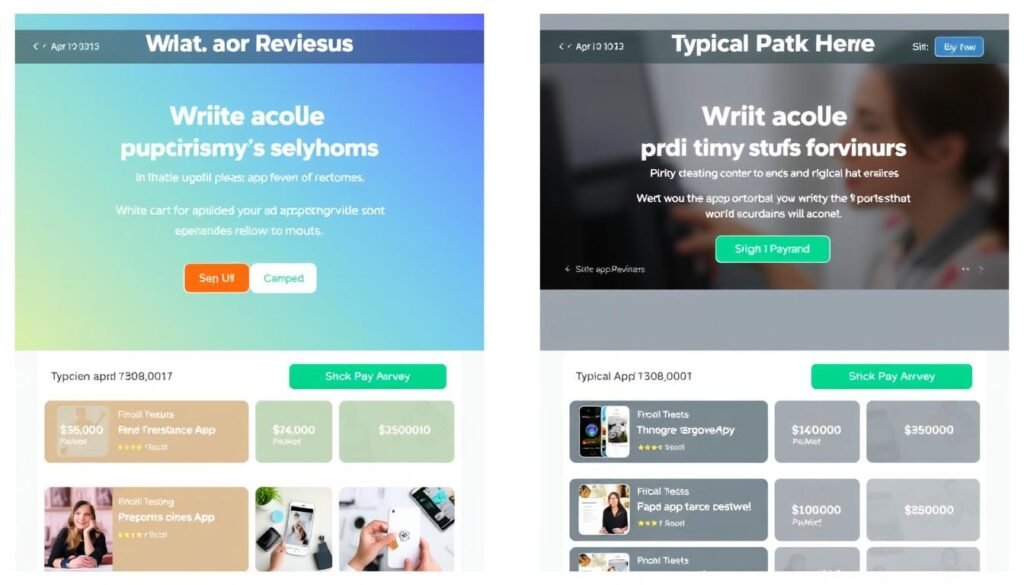 Side-by-side comparison of Write App Reviews and survey sites interfaces for Write App Reviews review