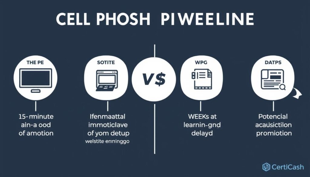 Visual comparison of Cell Phone Cash Website builder vs DIY approach timeline Visual comparison of Cell Phone Cash Website builder vs DIY approach timeline